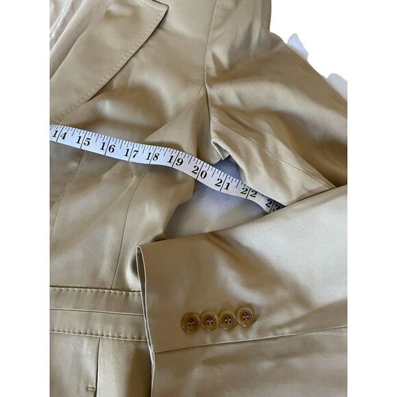 Entier Classiques Blazer Jacket Sz 16 Tan Lined One Button Decorative Stitching - Picture 8 of 10